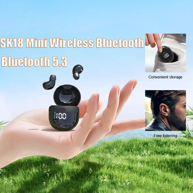 SK18 Mini Drahtlose Bluetooth Kopfhörer Schlaf Headset Mit Mikrofon Noise Reduction Schwere Bass Ohrhörer Für Telefon Und Xiaomi Image