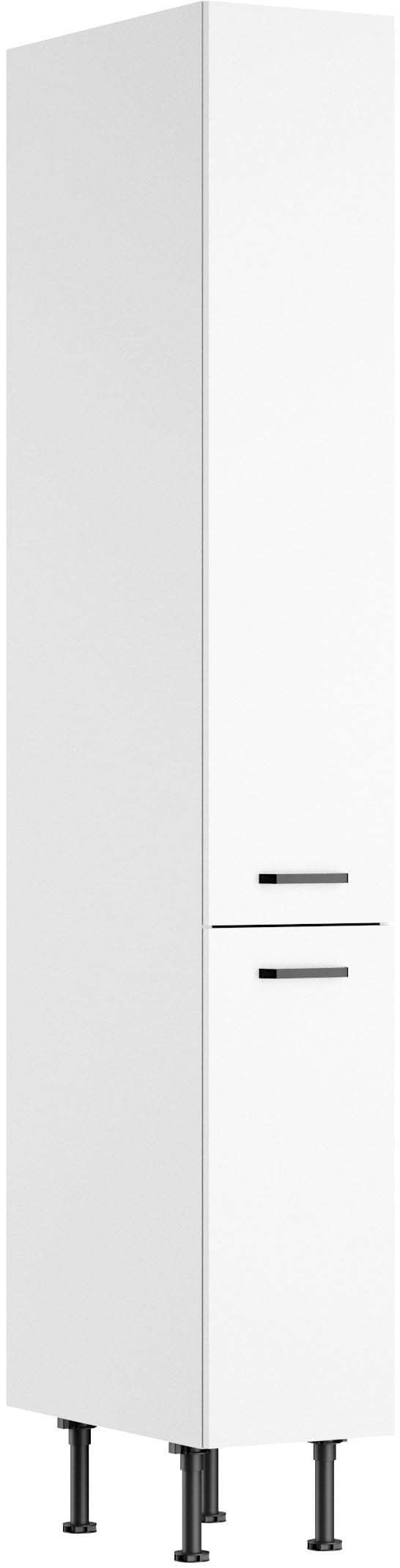 Apothekerschrank KOCHSTATION "KS-Paula", weiß matt, weiß, B:30cm H:211,8cm T:58,4cm, Schränke, Apothekerschrank, 30 cm breit, 211 cm hoch, mit 2 Auszügen, 5 Ablagen