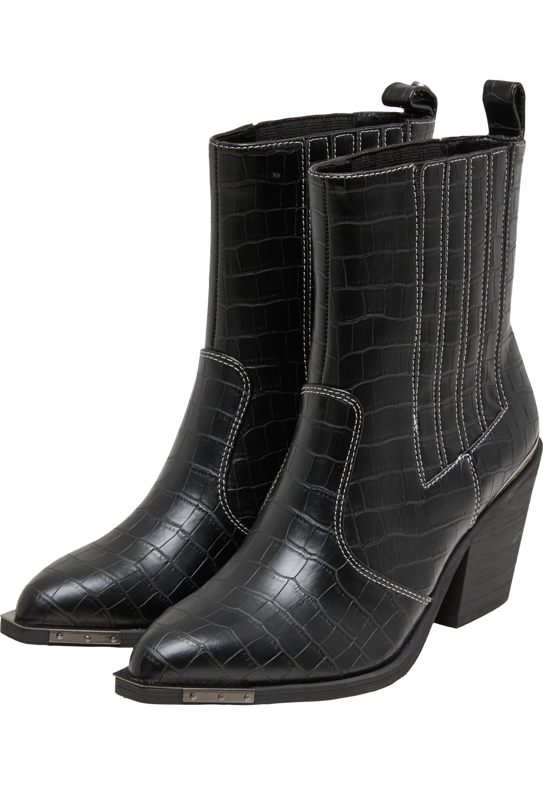 Stiefel BUFFALO "Buffalo WEST CHELSEA LO - VEGAN NAPPA", Damen, Gr. 39, schwarz croco, Kunstfaser, unifarben, Schuhe Stiefel