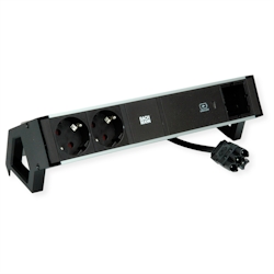 BACHMANN DESK2 ALU BLACK 2xSchutzkt.USBC, USB Charger 60W 1xABD 0,2m GST18 Image