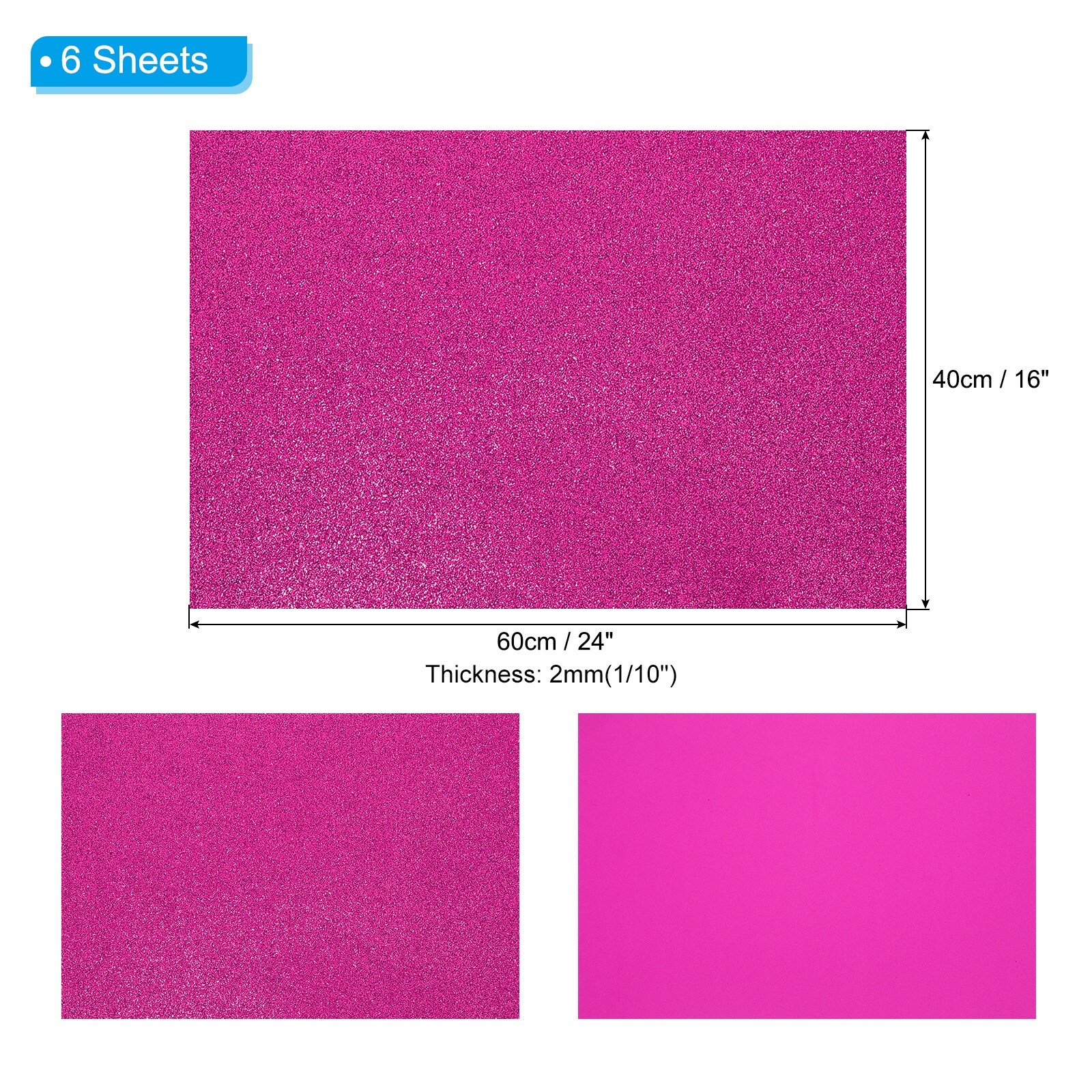 Non Adhesive Glitter Foam Sheet, EVA Shiny Foam Board for Craft - 2mm(1/10