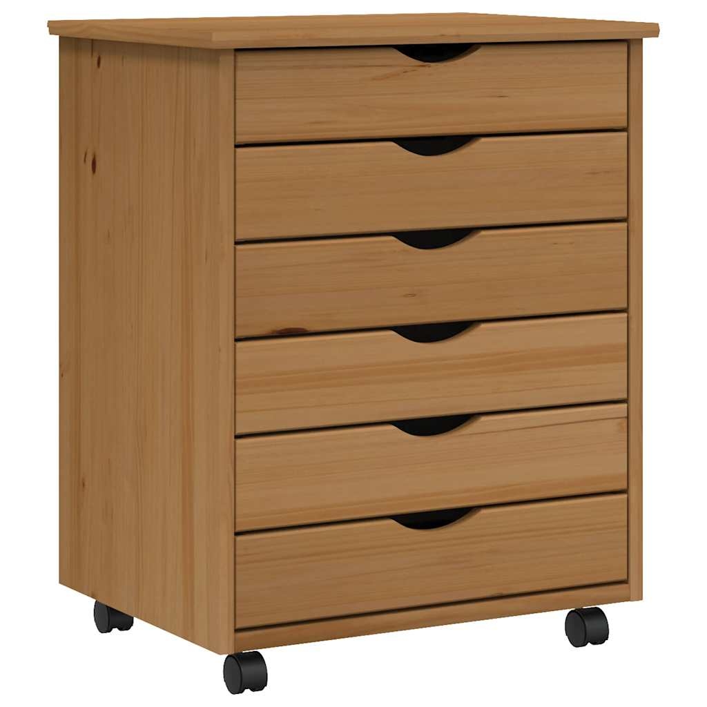 vidaXL Rollschrank mit Schubladen MOSS Honigbraun Massivholz Kiefer Image