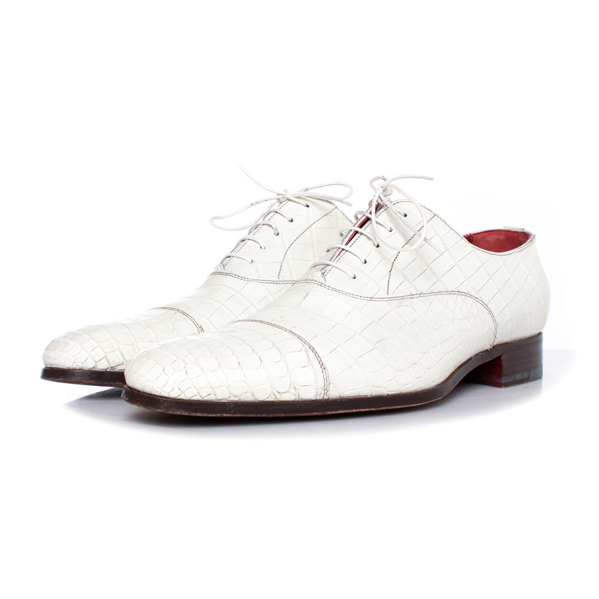 Santoni Alligator Schnür-Derbyschuhe in Weiß