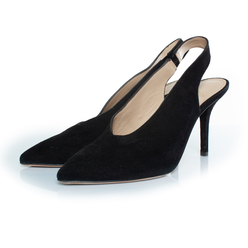 Lola Cruz schwarze Wildleder-Slingback-Pumps