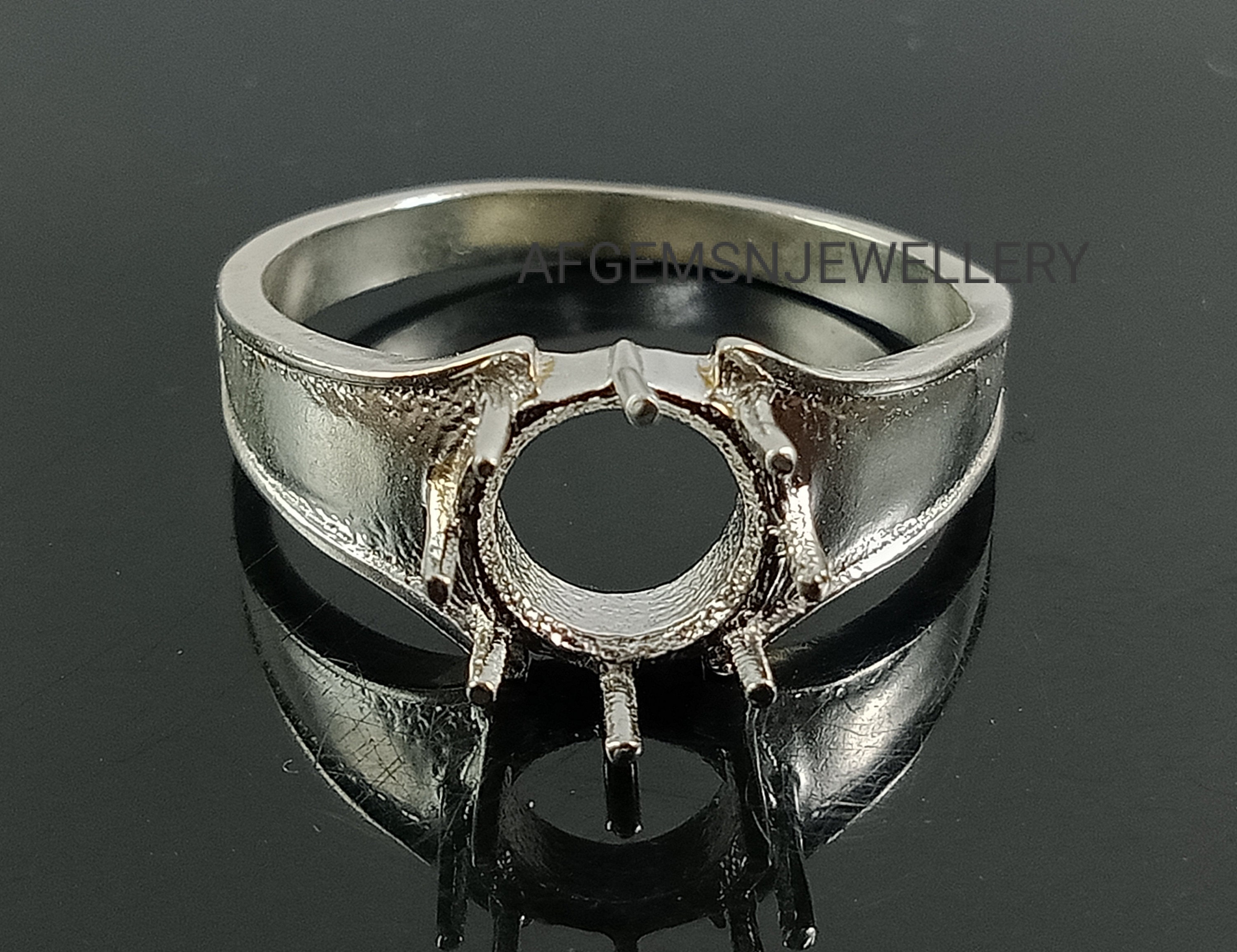9X9 MM Round Semi Mount Ring-Without Stone Ring-Ready To Be Set With Your Own Stone-Men Mount Ring-925 Silver Mount Ring-Prong Setting Ring