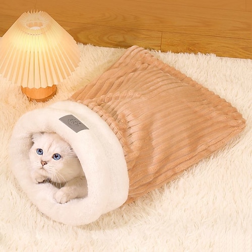 sacco a pelo per gatti, sacco a pelo per gatti da interno, accogliente, morbido, invernale, in peluche, riscaldante, sacco da interno, 360°, comodo sacco per coccole per animali domestici, per gatti