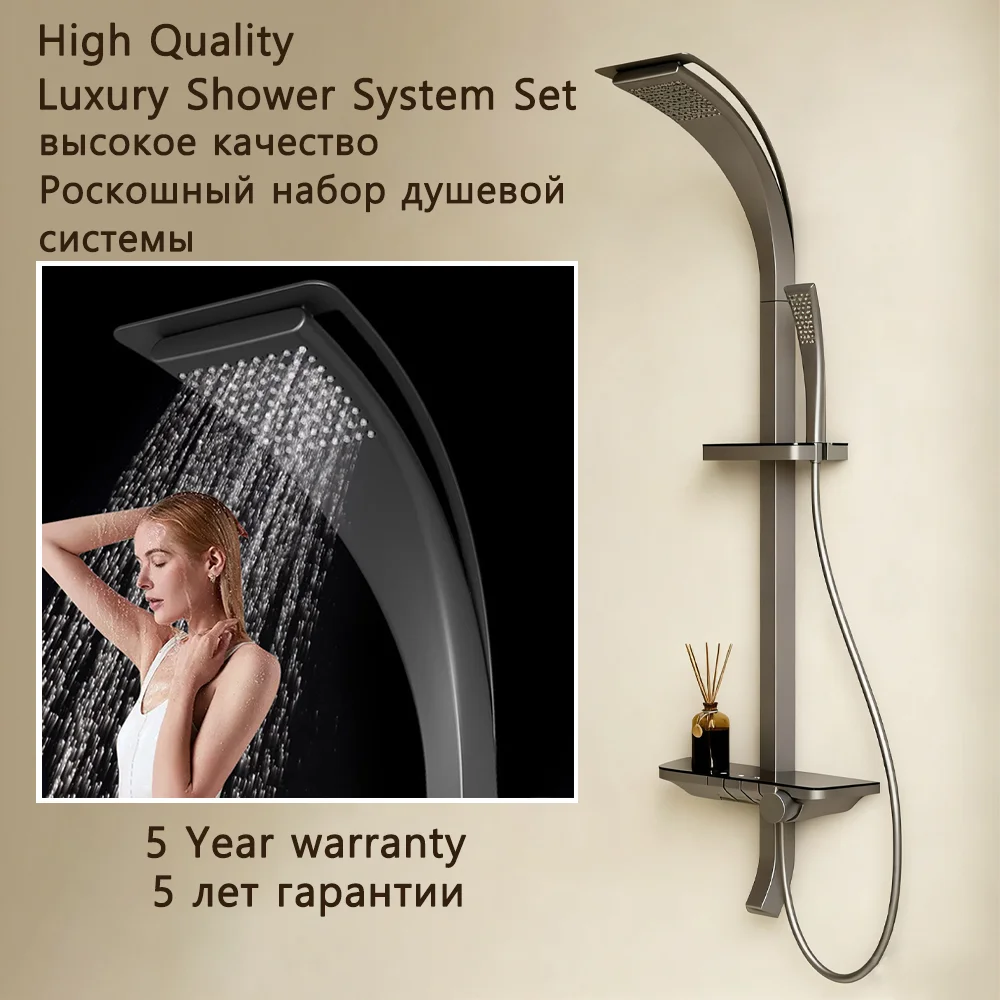 Hohe Qualität Moderne Dusche System Regen Messing Mischer Badezimmer Wasserhahn Dusche Set Badewanne Intelligente Thermostat Regen Dusche Säule Luxus Wasserfall Dusch hähne volle Sets Dusch armaturen