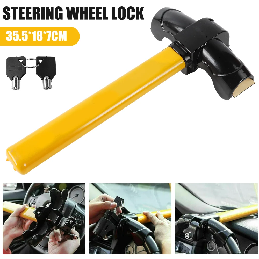 Car Steering Wheel Lock T-type Self-defense Car Safety Lock Universal Steering Wheel Lock Anti-Theft Protection Interior Locks