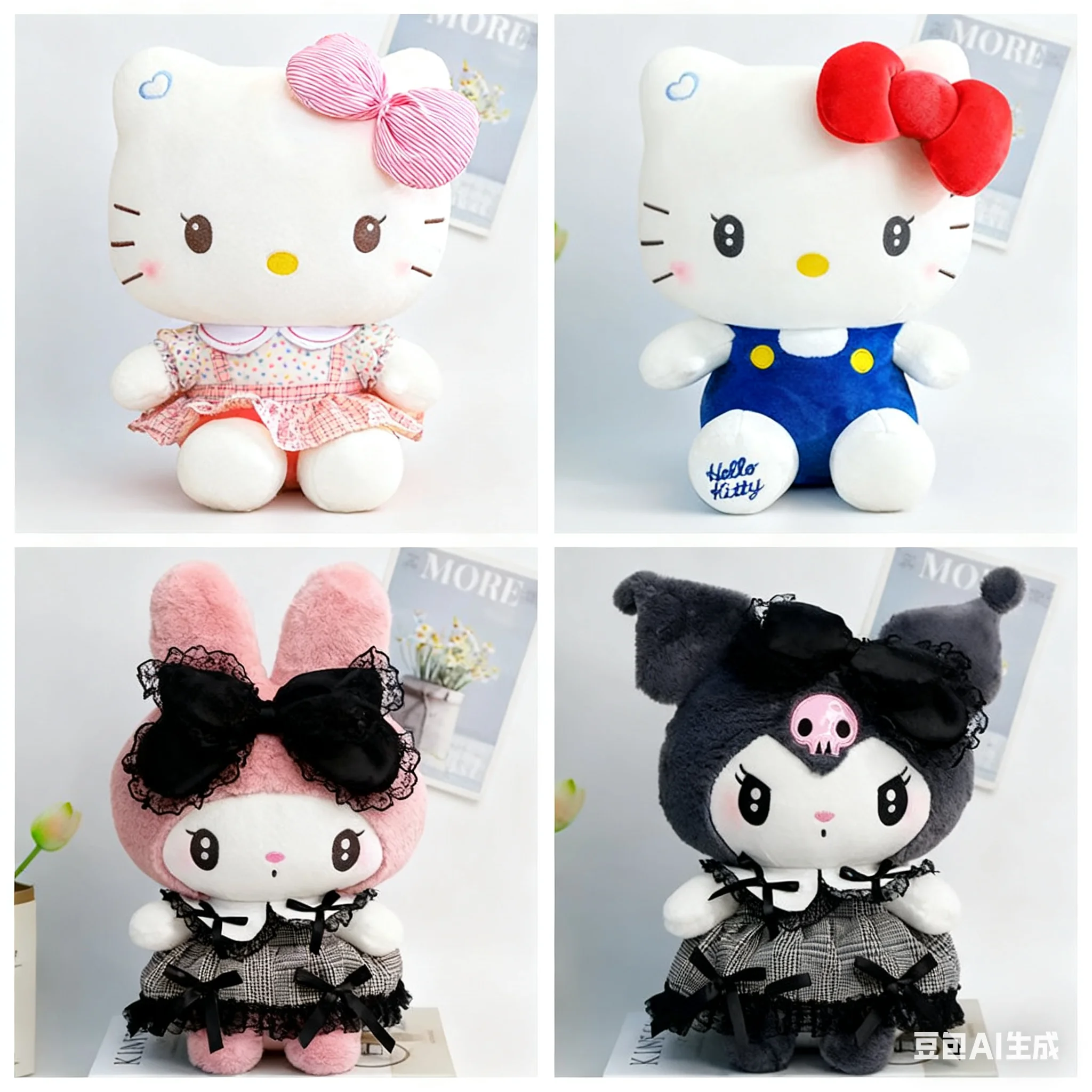 4style Hello Kitty Anime Hello Kitty Stofftiere Plüschtier Weiches Kissen Geburtstagsgeschenke für Mädchen Kawaii Hello Kitty Plüschpuppen
