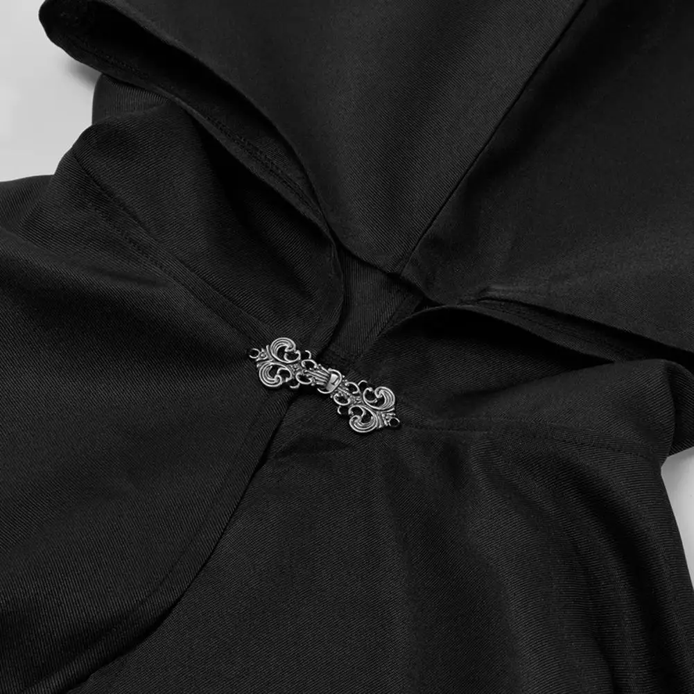 Halloween-Umhang im Retro-Stil mit Kapuze, Schneiderei, Metallschnalle, Dekoration, Schal, Rollenspiel-Umhang, großer Saum, mehrlagiger Schnitt Image