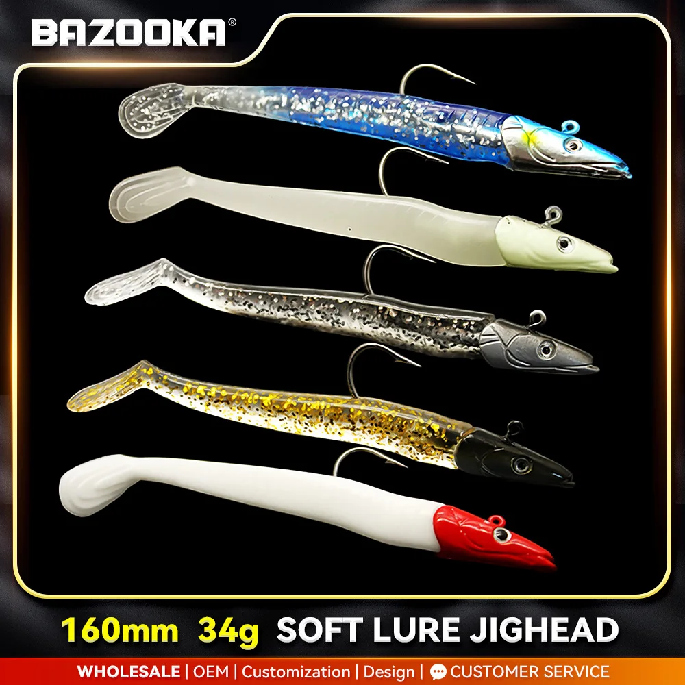 Bazooka Black Fishing Minnow Soft Lure Sinking T Tail Lead Hook Silicone Pesca JIG Wobbler Swimbait VIB Bass Pike Winter Baits Image