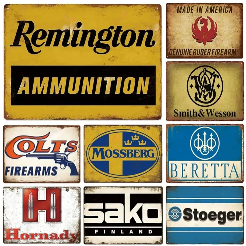 Metallblechschilder Pistole Stonger Beretta Wesson Colt Vintage Lustige Kunst Wanddekorationen für Zuhause Männerhöhle Garage Café Bars Club Image