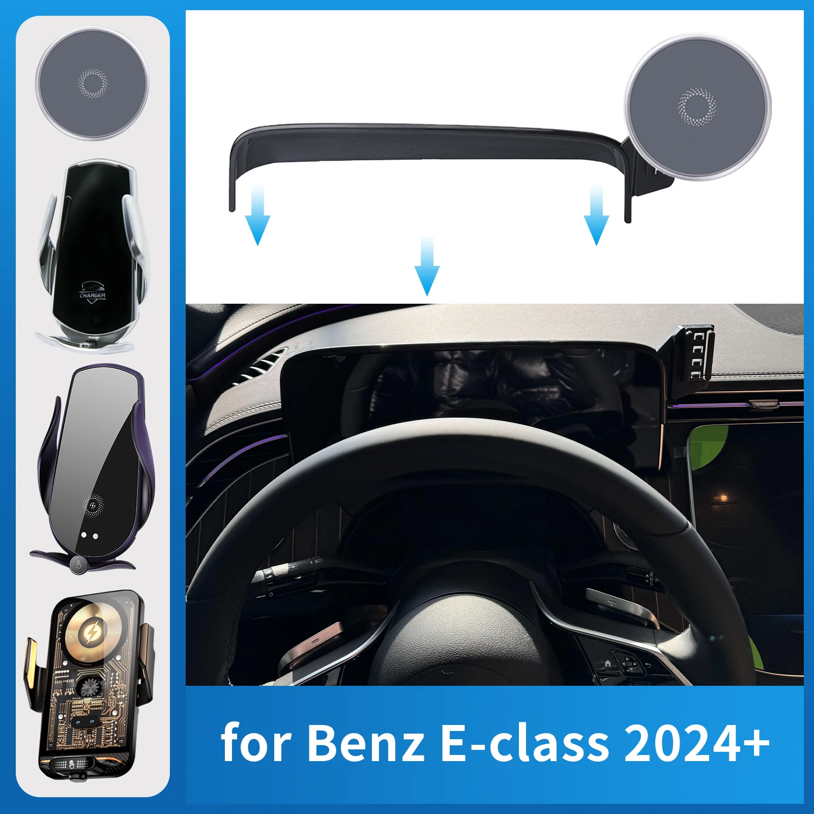 für 2024 2025 Mercedes-Benz E-Klasse E-Klasse W214 Autotelefonhalter Bildschirm Feste Navigationshalterung Basis Drahtloses Laden Image