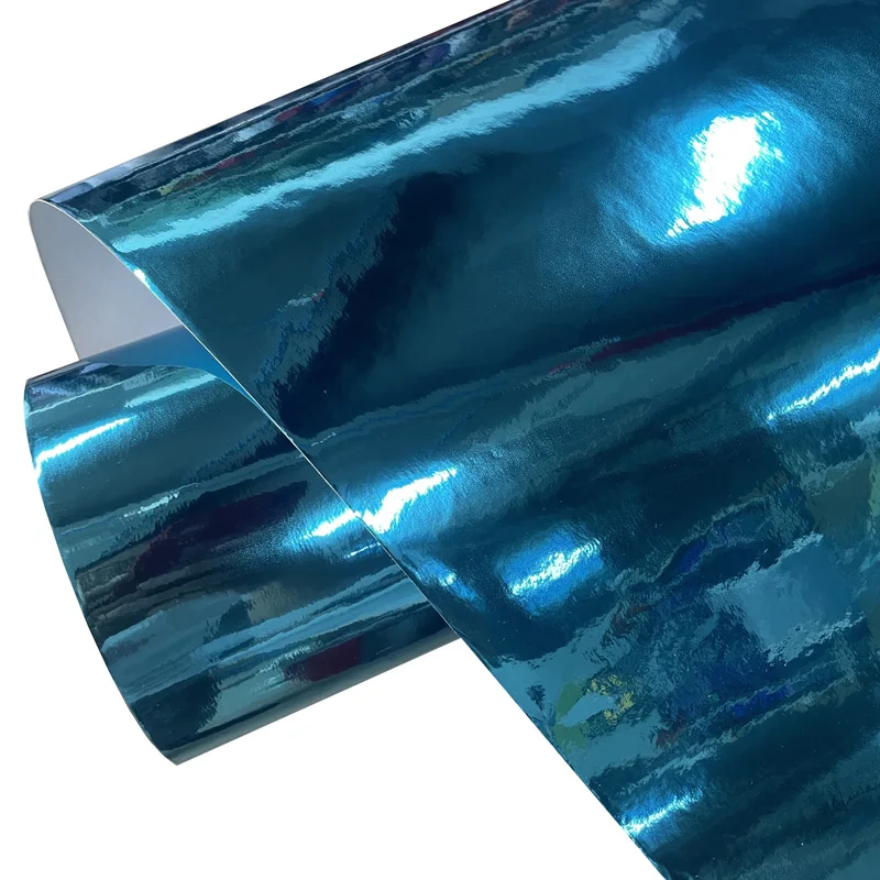 Premium Gloss Mirror Chrome Hellblau Vinyl Wrap Film Rolle DIY Selbstklebende Aufkleber Aufkleber Auto Wrapping Folie Air-Release Image