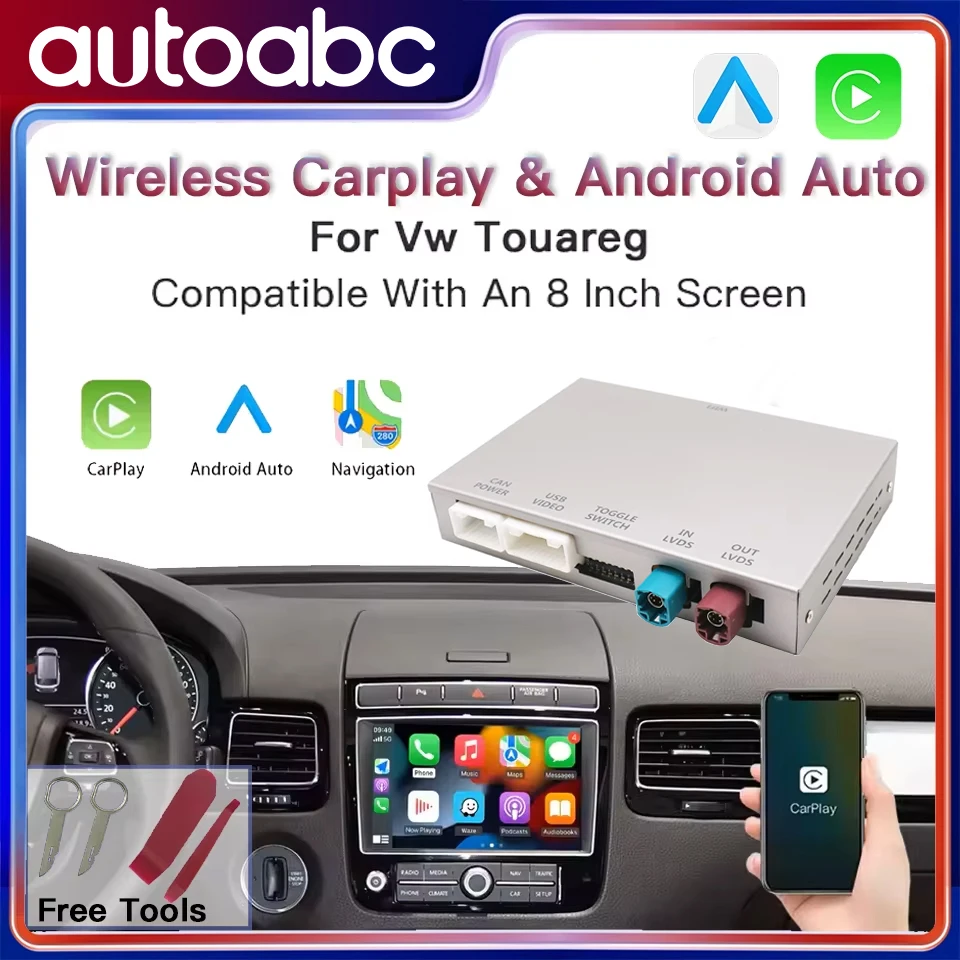 Für Volkswagen Touareg RNS850 2010-2018 Neues Upgrade der drahtlosen CarPlay-Schnittstelle mit Android Auto Voice Control Mirror Link Image