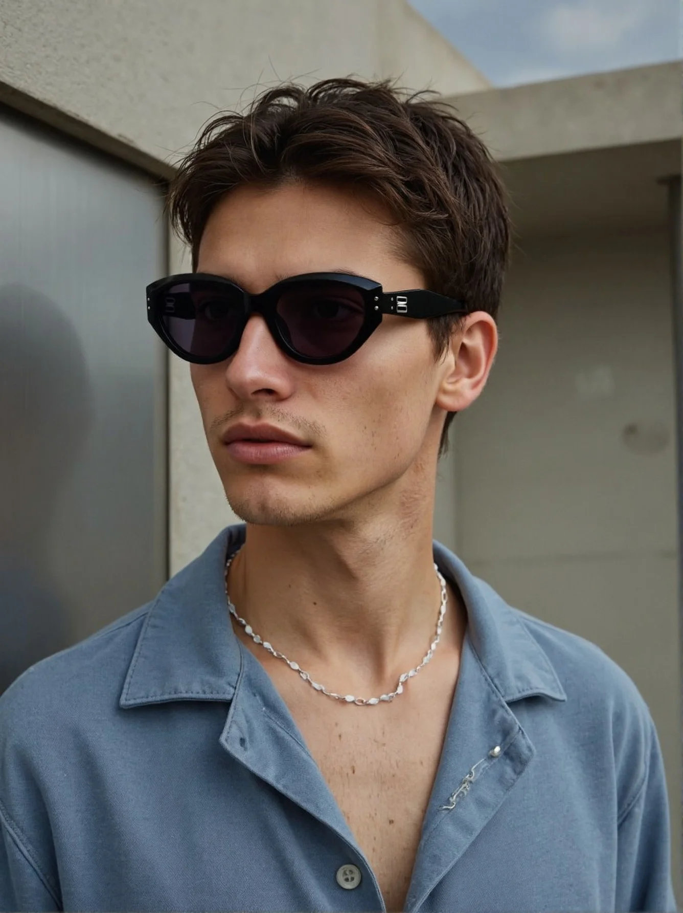 Neue Brille mit schmalem Rahmen, trendige Retro-Katzenaugen-Sonnenbrille mit hohem Sinn. Image