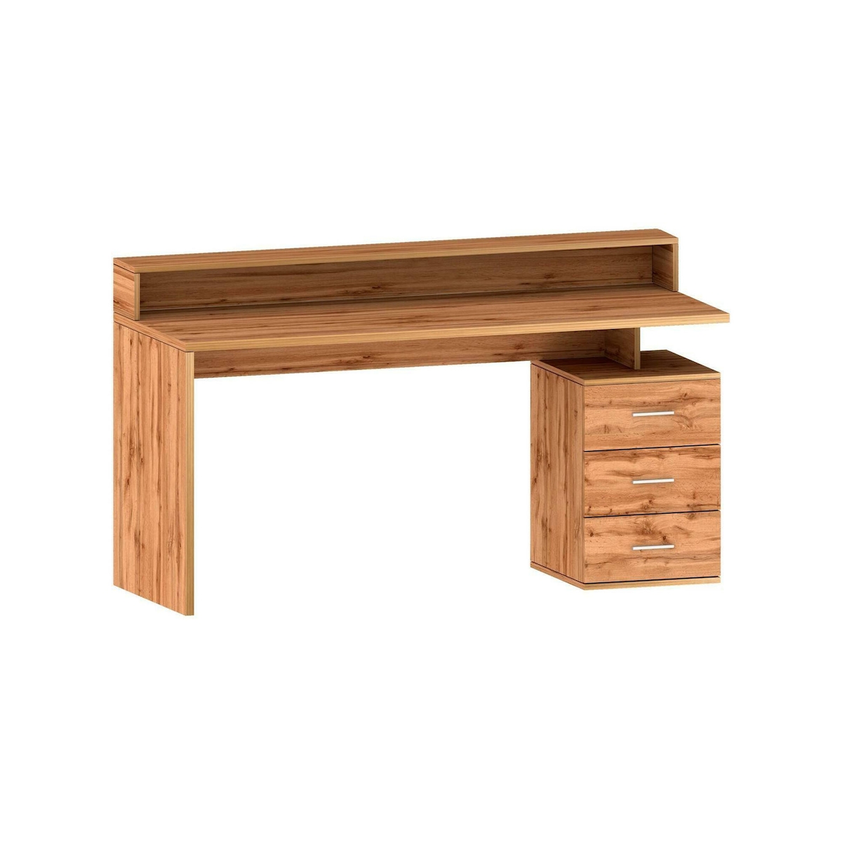 Dmora Schreibtisch Dcaligar, Schreibtisch mit Platte und LED-Leuchten, Mehrzweck-Büroschreibtisch, platzsparender Schreibtisch, 160x60h90 cm, Eiche Image
