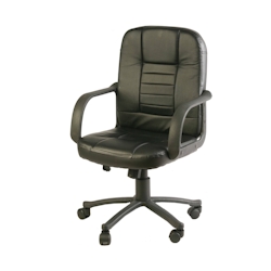 Dmora Bürostuhl Dmelar, Chefsessel mit Armlehnen, Ergonomischer Bürostuhl, Schwarz, 56x59h88/99 cm Image