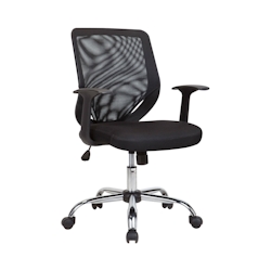 Dmora Bürostuhl Daaro, Mesh Chefsessel mit Armlehnen, Ergonomischer Bürositz, 60x54h90/98 cm, Schwarz Image