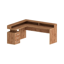 Dmora Schreibtisch Dcerretell, Eckschreibtisch mit Platte, Mehrzweck-Büroschreibtisch, 180x90h160 cm, Eiche Image