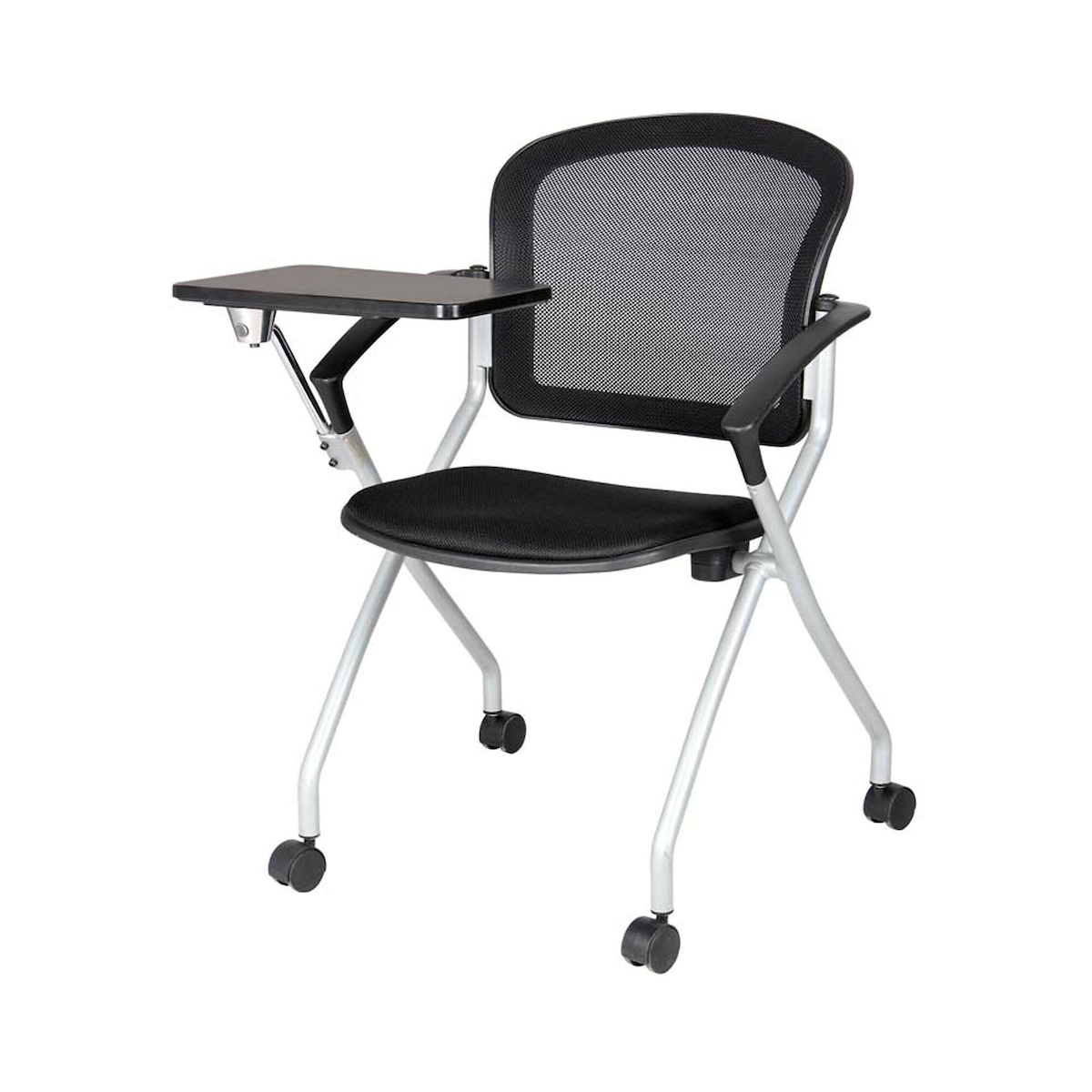 Dmora Bürostuhl Dfriso, Wartezimmerstuhl mit Armlehne und Tablett, Ergonomischer Wartestuhl, 61x49h84 cm, Schwarz Image