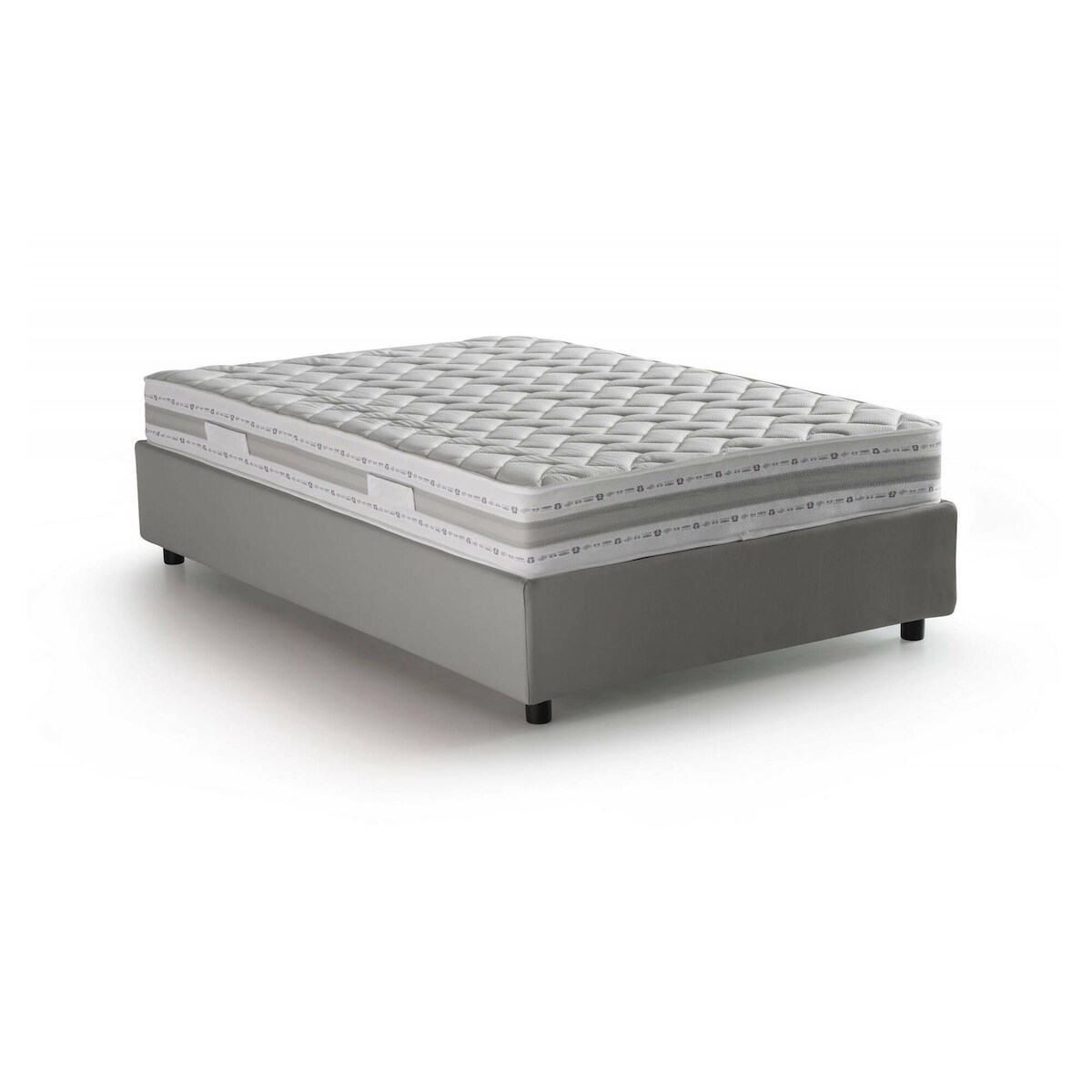Dmora Dbamb Doppelbett, Bettkasten mit Stoffbezug, 100 % Made in Italy, Öffnung vorne, inklusive Matratze 120 x 190 cm, Grau Image