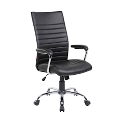 Dmora Bürostuhl Ddim, Präsidentensessel mit Armlehnen, Ergonomischer Bürostuhl, 63x65h108/118 cm, Schwarz Image