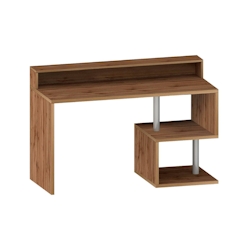 Dmora Schreibtisch Dcaldirol, Linearer Schreibtisch mit Ablagefächern und LED-Leuchten, Mehrzweck-Büroschreibtisch mit Platte, 140x60h93 cm, Eiche Image