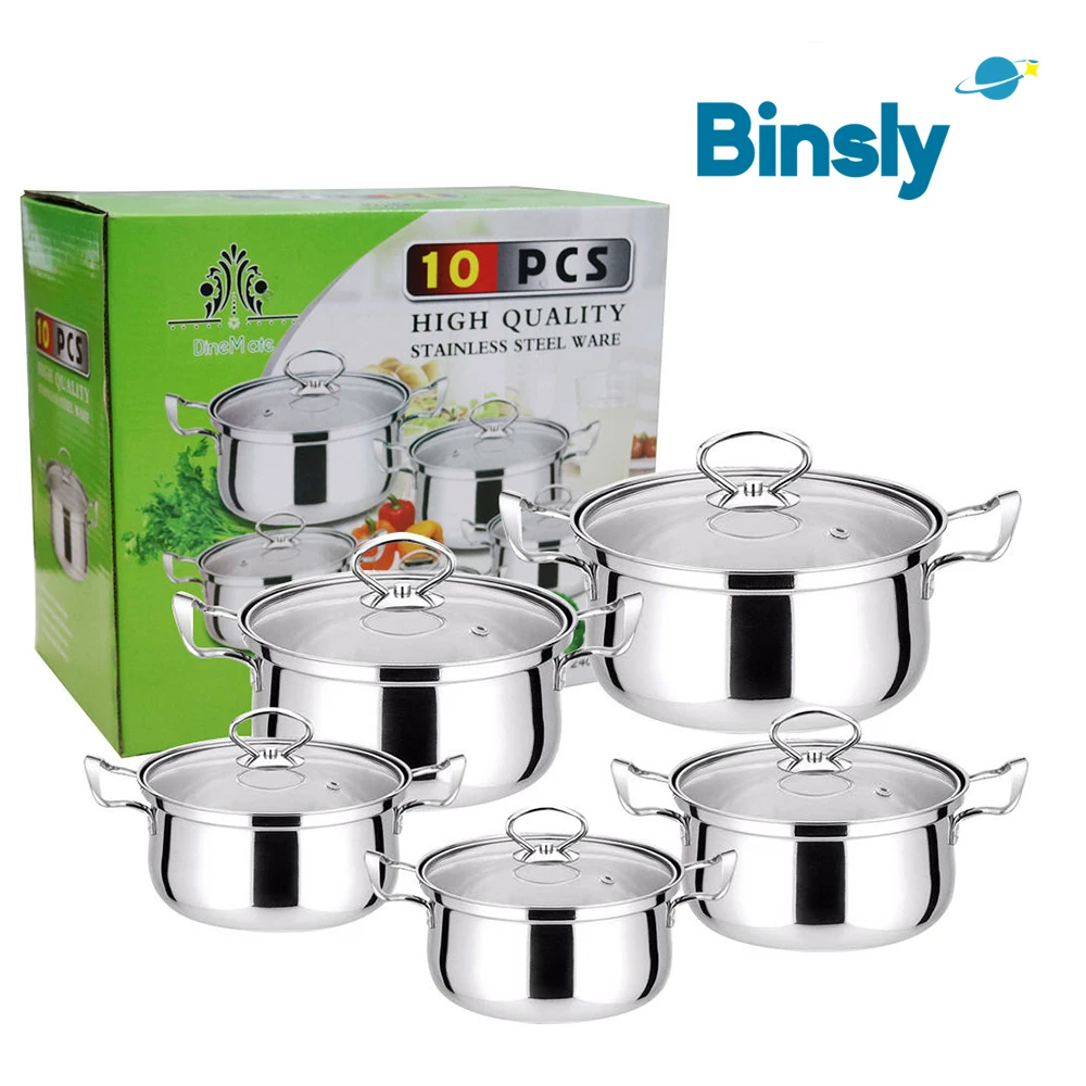Ustensiles de cuisine épais de 10 pièces, ensembles d'ustensiles de cuisine antiadhésifs en acier inoxydable, ensemble de casseroles de cuisine modernes en métal pour une utilisation en cuisine