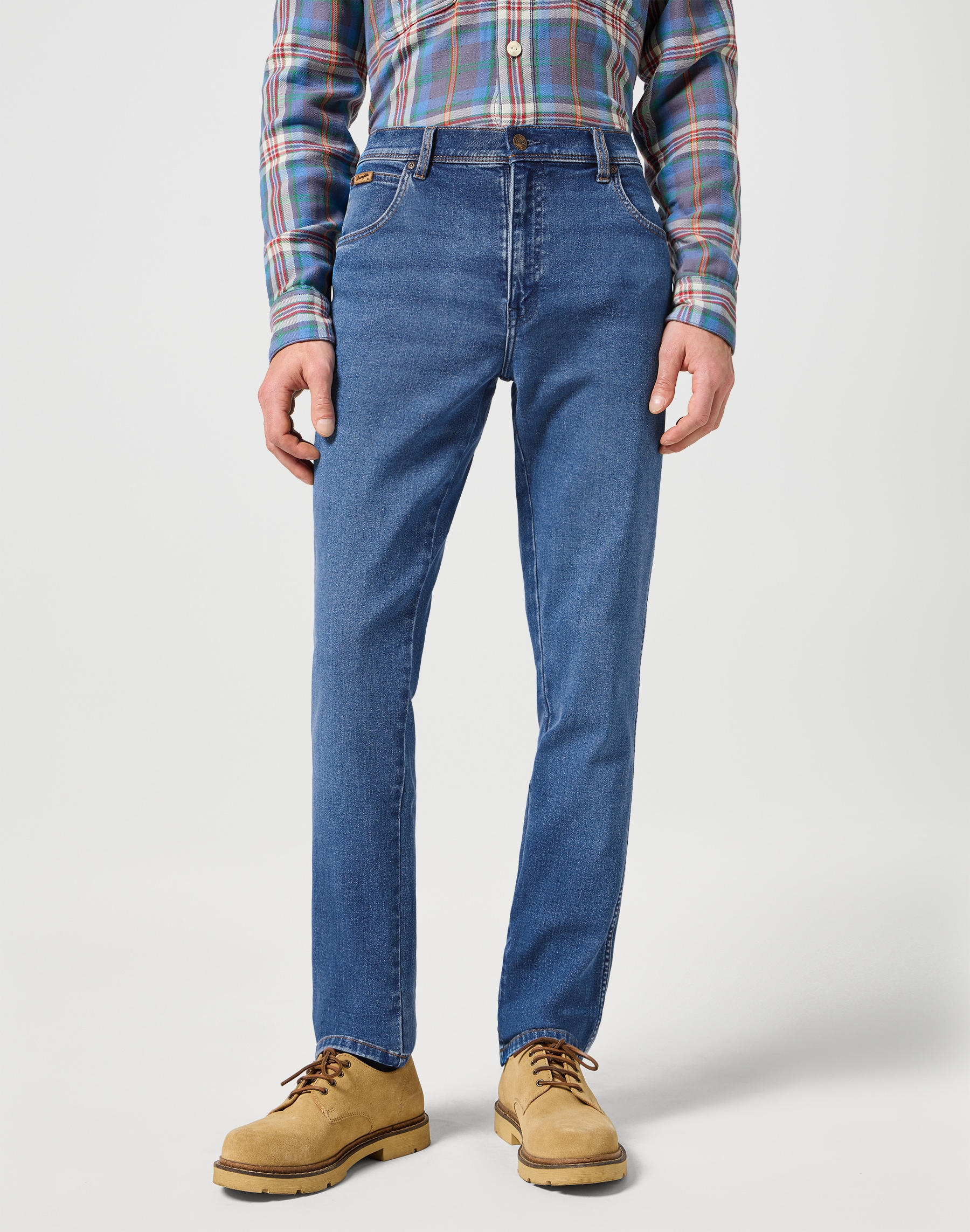 5-Pocket-Jeans WRANGLER "TEXAS SLIM", Herren, Gr. 32, Länge 32, ridge wash, Denim/Jeans, Obermaterial: 81% Baumwolle, 18% Polyester, 1% Elasthan, slim fit lang, Jeans 5-Pocket-Jeans, epic soft material