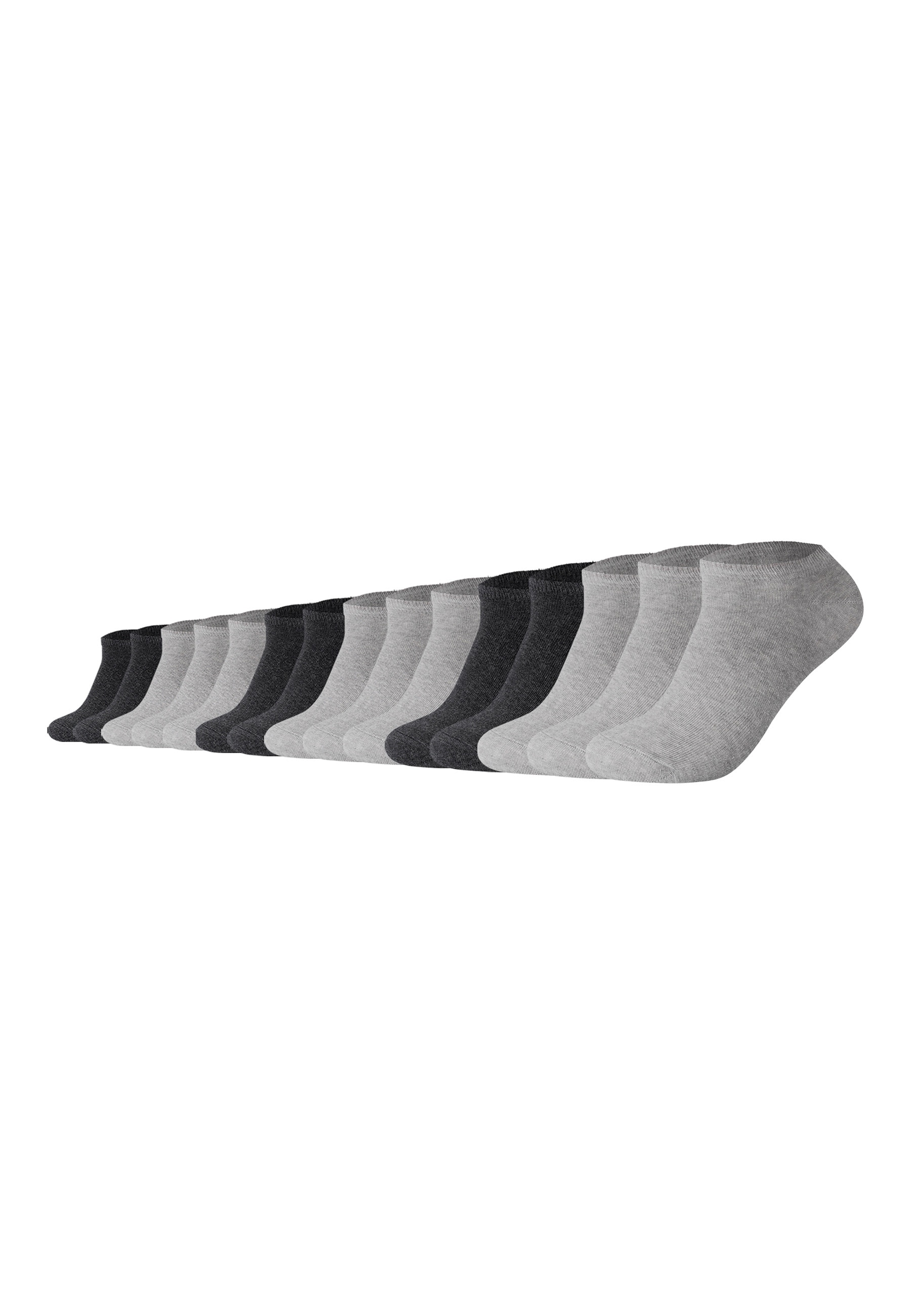 Sneakersocken CAMANO "Sneakersocken Classics 15er Pack", Herren, Gr. 43-46, light grau melange, 80% Baumwolle, 17% Polyamid, 3% Elasthan, meliert, Socken Sneakersocken, 15er Pack Recycelte Baumwolle für weichen Tragekomfort, Weiche Zehennähte...