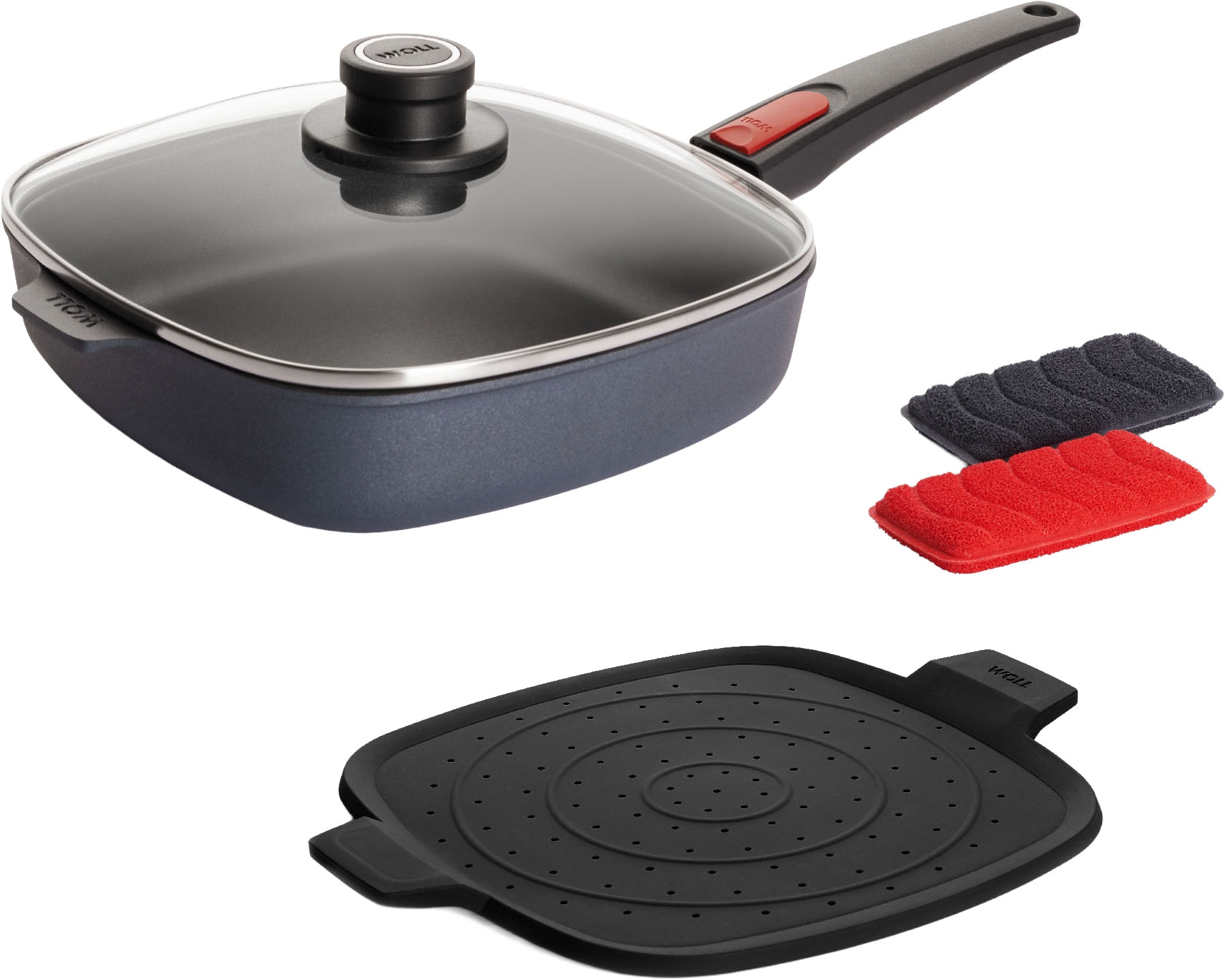 Pfannen-Set WOLL MADE IN GERMANY "Diamond Lite mit Deckel", antharzitfarben, B:24cm H:5,5cm L:24cm, Pfannen, Abnehmbarer Stiel, Antihaftbeschichtet Image