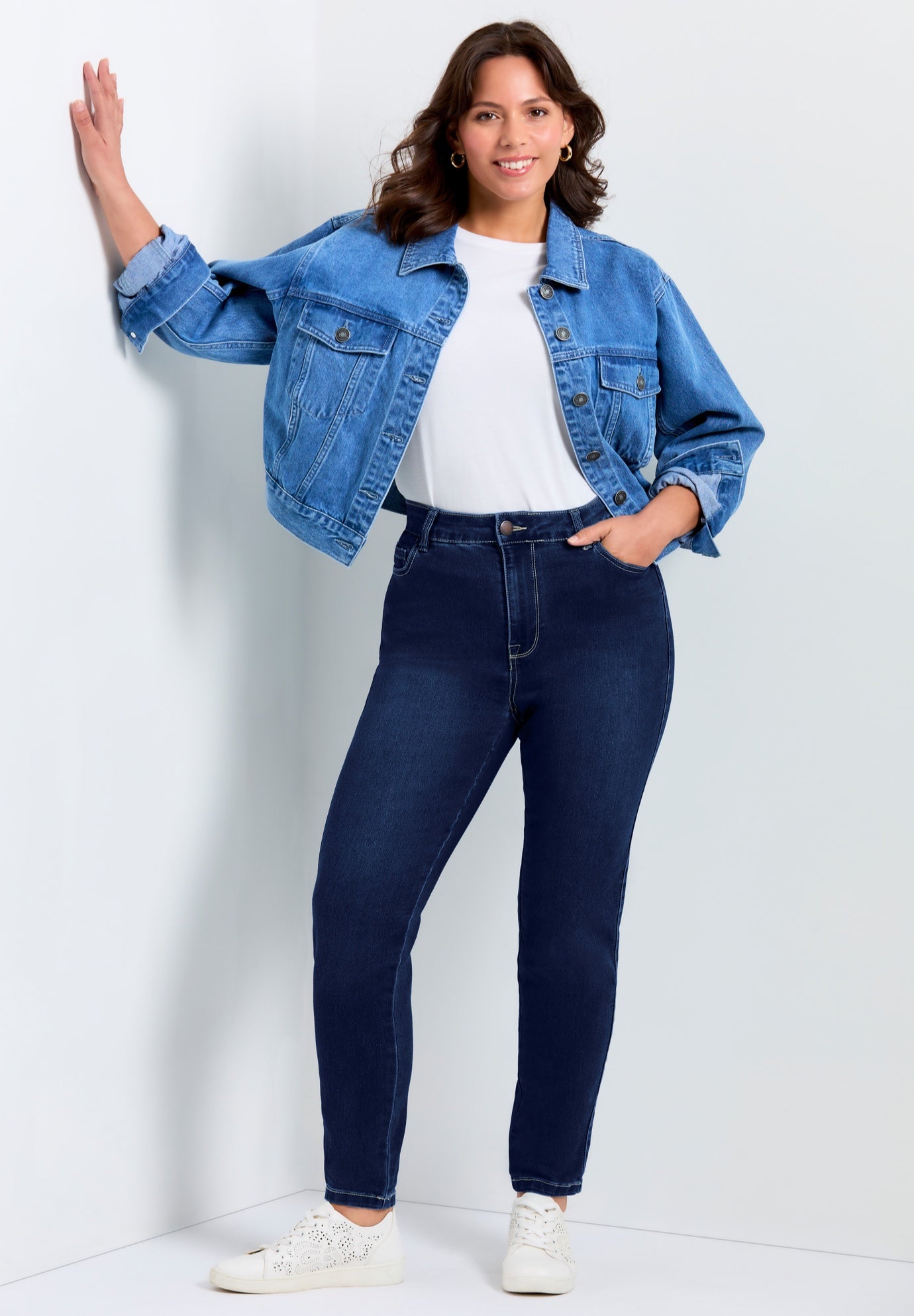 Plus Size Women's Butter Denim Skinny Jean by Avenue in Dark Wash (Size 16)