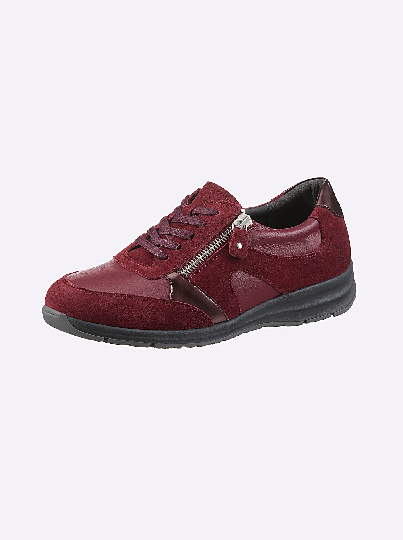 Sneaker CASUAL LOOKS, Damen, Gr. 38, rot (dunkelrot), Glattleder, Veloursleder, Schuhe Sneaker