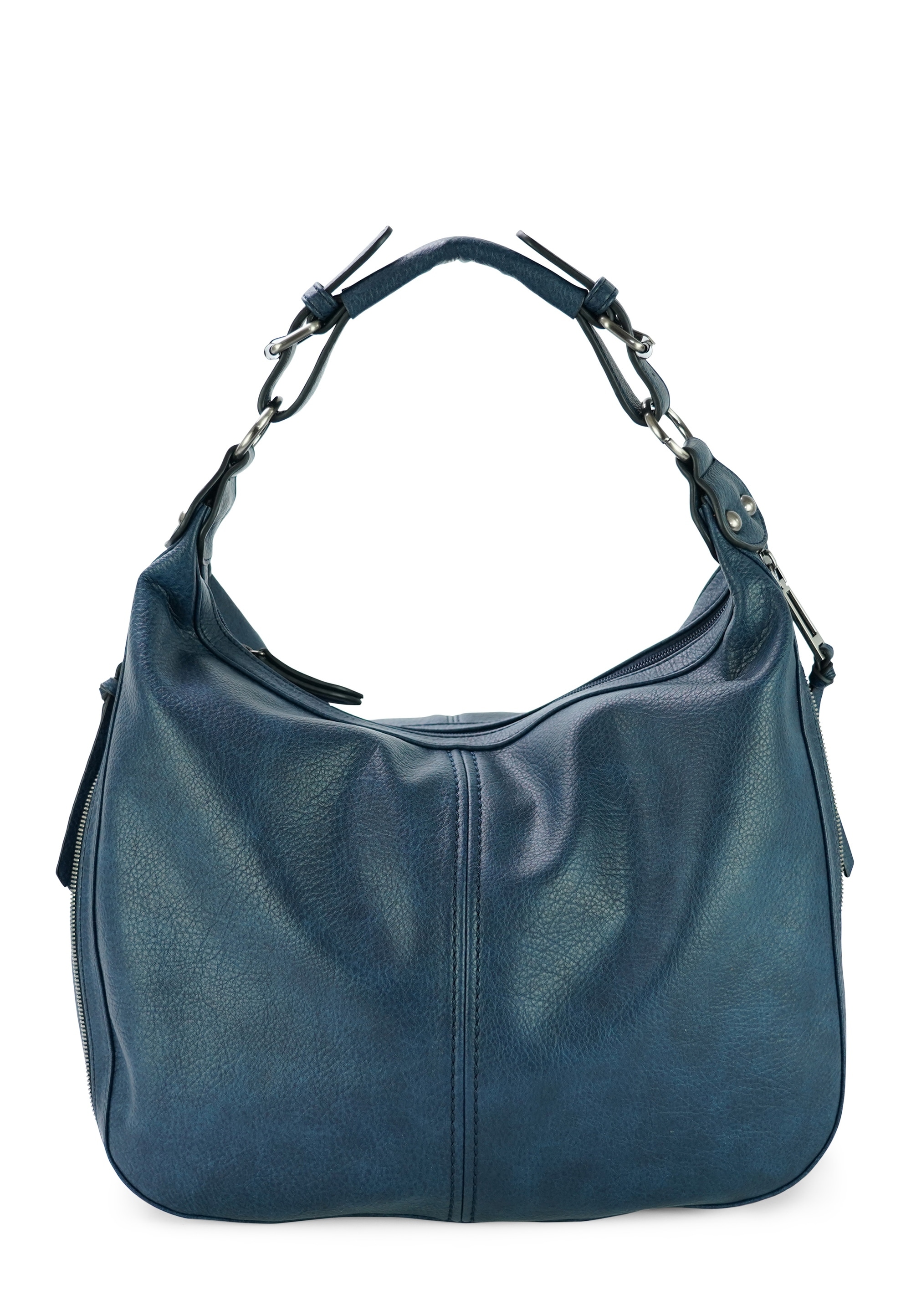 Schultertasche HARPA "Tate", Damen, Gr. B/H/T: 9cm x 32cm x 41cm, dunkelblau, Lederimitat, unifarben, Taschen Schultertasche, durch Reißverschluss erweiterbar