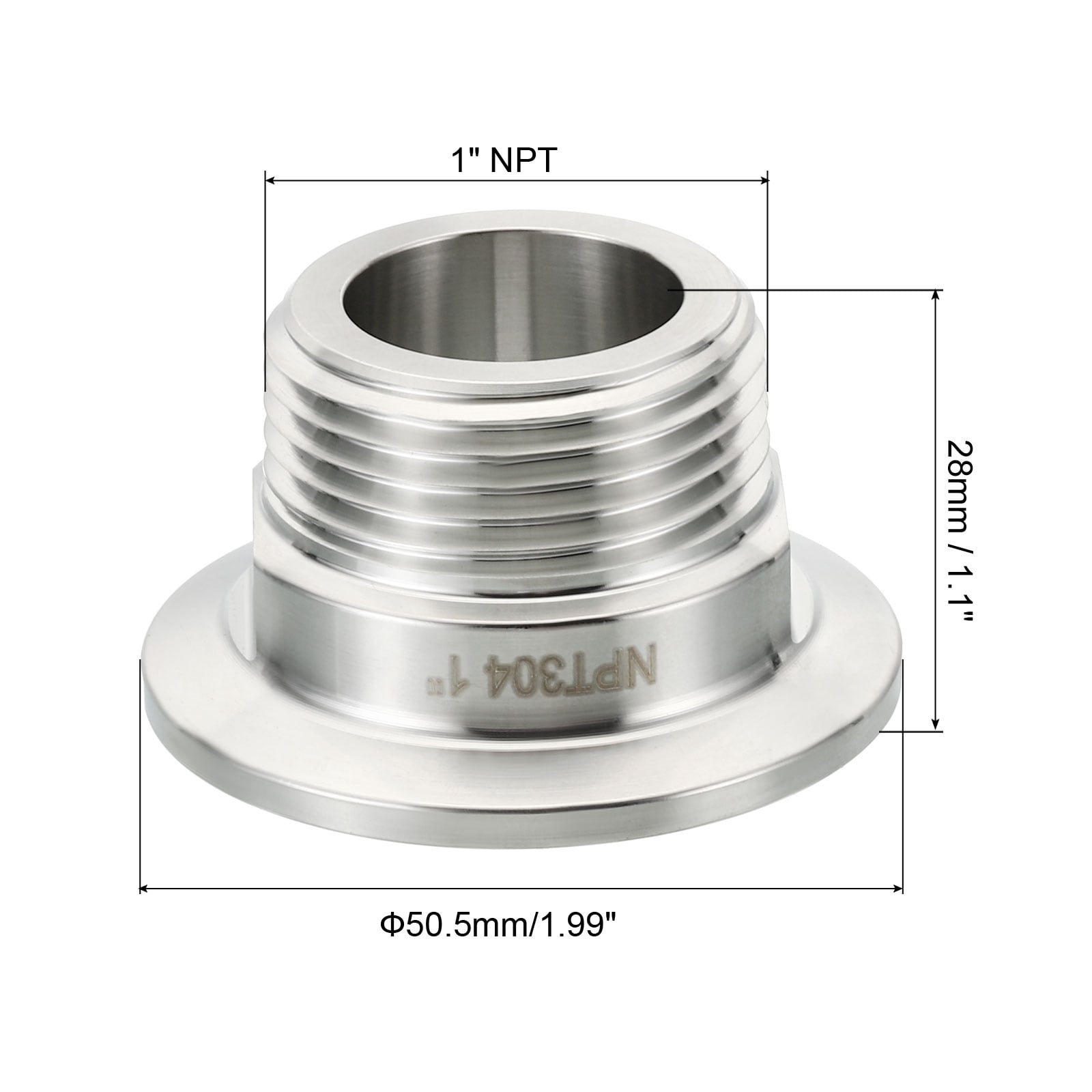 TC Tri Clamps Adaptor Tri-Clover Fittings to NPT Male Thread Adaptor 304 Stainless Steel for Food Beverage Dairy Application