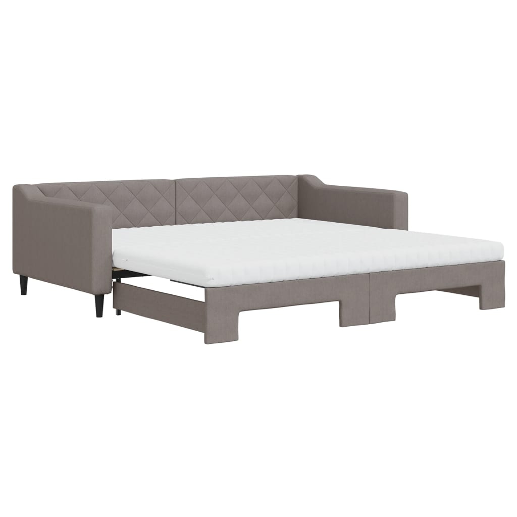 vidaXL Tagesbett Ausziehbar mit Matratzen Taupe 100x200 cm Stoff Image