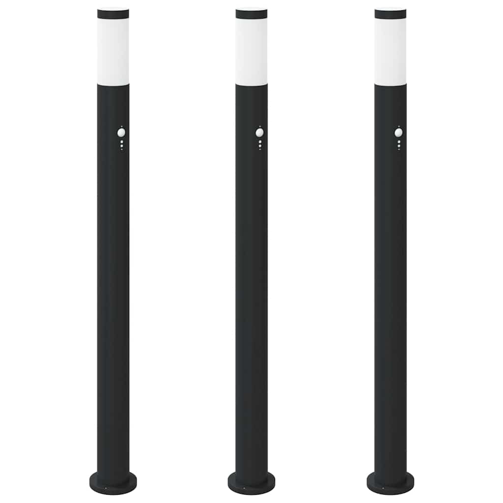 vidaXL Pollerleuchten mit Sensor 3er 110 cm Edelstahl IP44 Image
