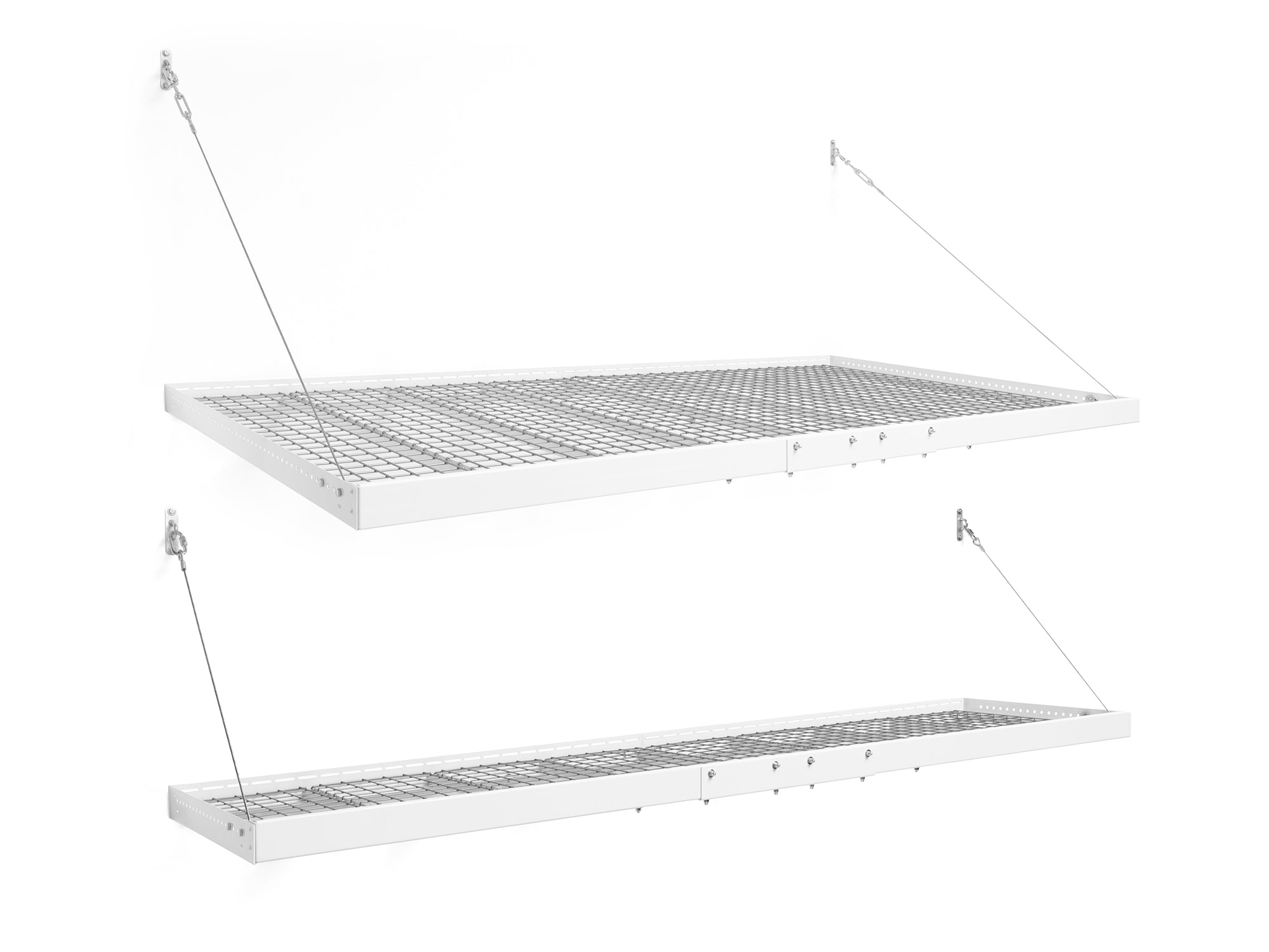 NewAge Garage Cabinets Pro Series 4ft. X 8ft. and 2ft. X 8ft. Wall Mounted Steel Shelf Set 2.0 in White