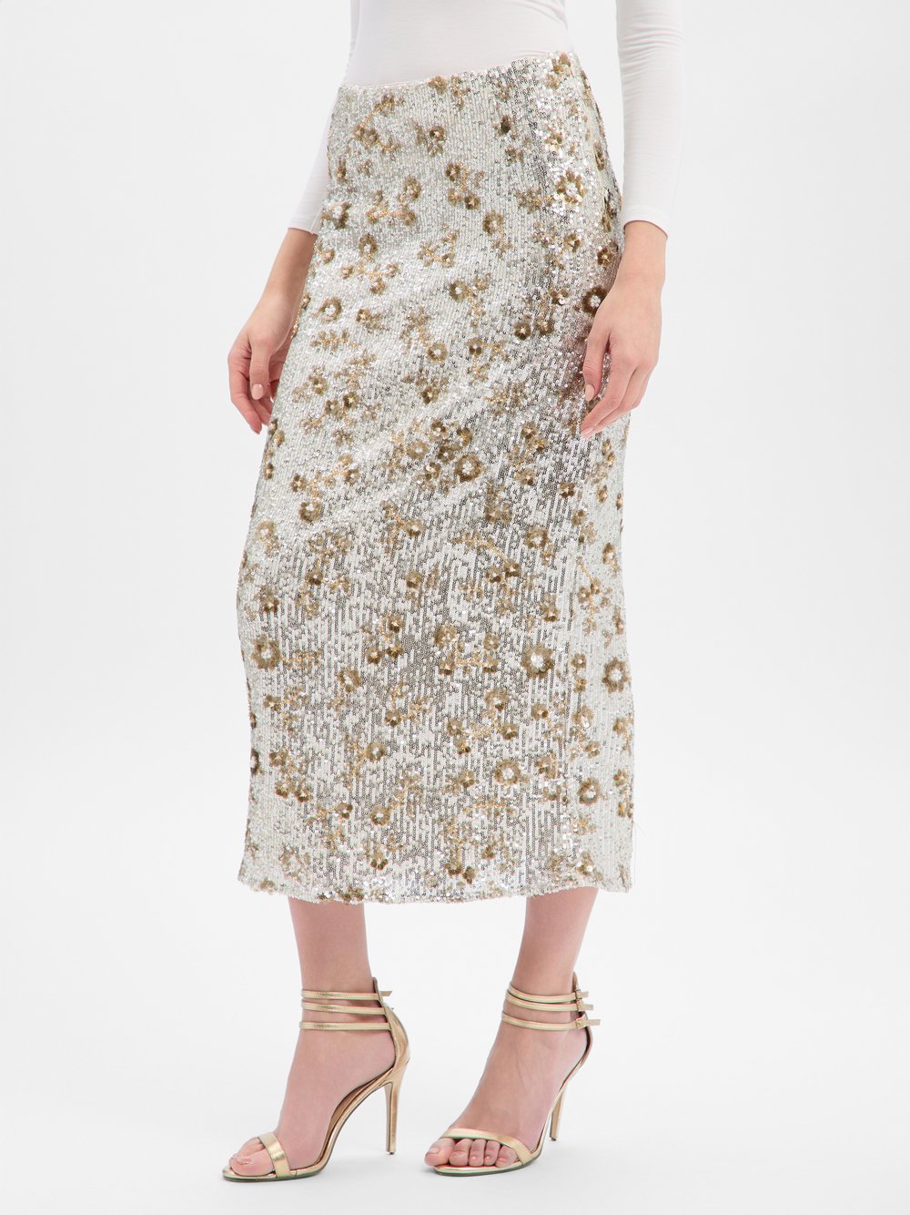 Msch Copenhagen Paillettenrock Damen silber, S