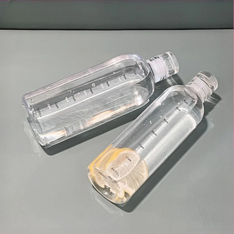 300–1000 ml Wasserflasche aus Borosilikatglas, tragbarer, auslaufsicherer Sport-Wasserbecher mit Zeitmarkierung, transparenter Wasserbecher Image