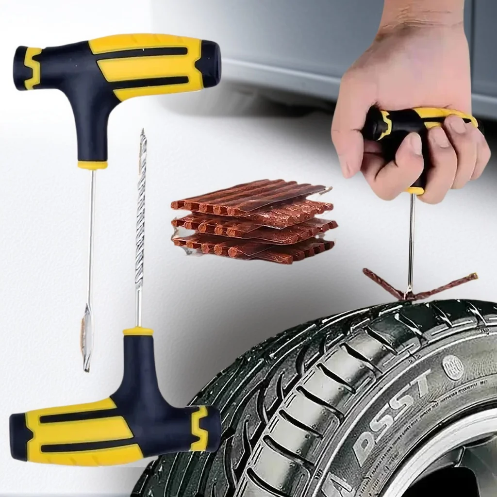 Reparaturset für Autoreifenpannen – Vakuum-Reifenstopfenpflaster mit Klebestreifen für die Schnellmontage im Notfall Image