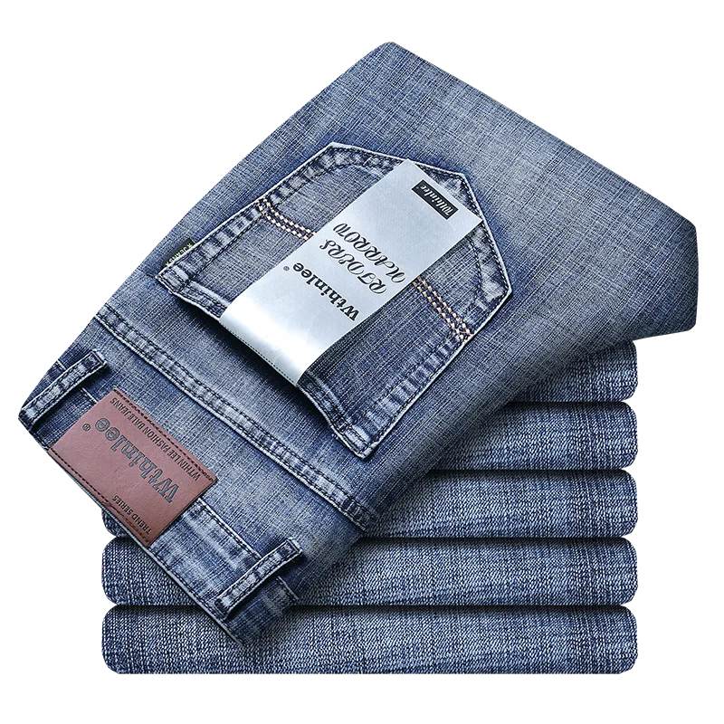 New Business Herren Jeans lässig Straight Stretch Mode Klassiker blau grau Arbeit Jeans hose männliche Marke Kleidung Größe 28-40