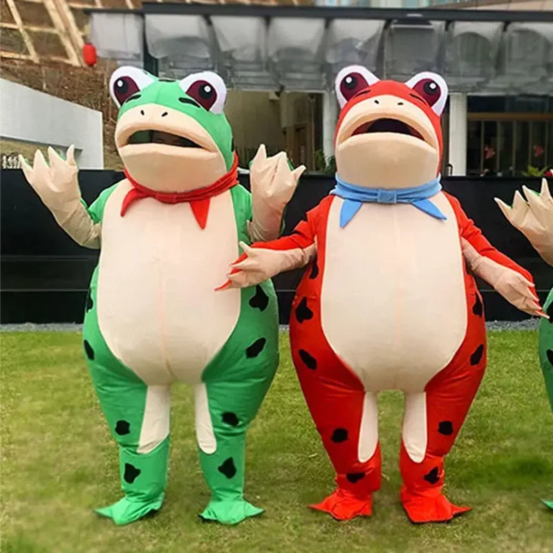 Lustiges Frosch-aufblasbares Maskottchen-Kostüm, Cartoon-Frosch, für Erwachsene, Kostüm, Halloween, Karneval, Party, Aktivität, Performance, Kleidung, Requisiten Image