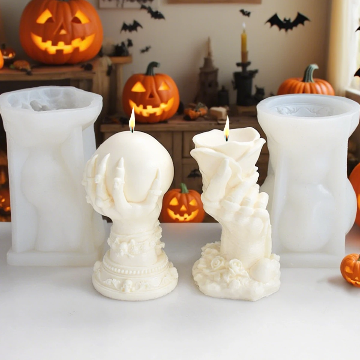 1 Stück, Halloween Rose Magic Claw Magic Ball Kerze Silikonform Handgemachte Seife DIY Aroma Gips Dekoration Ornament Image