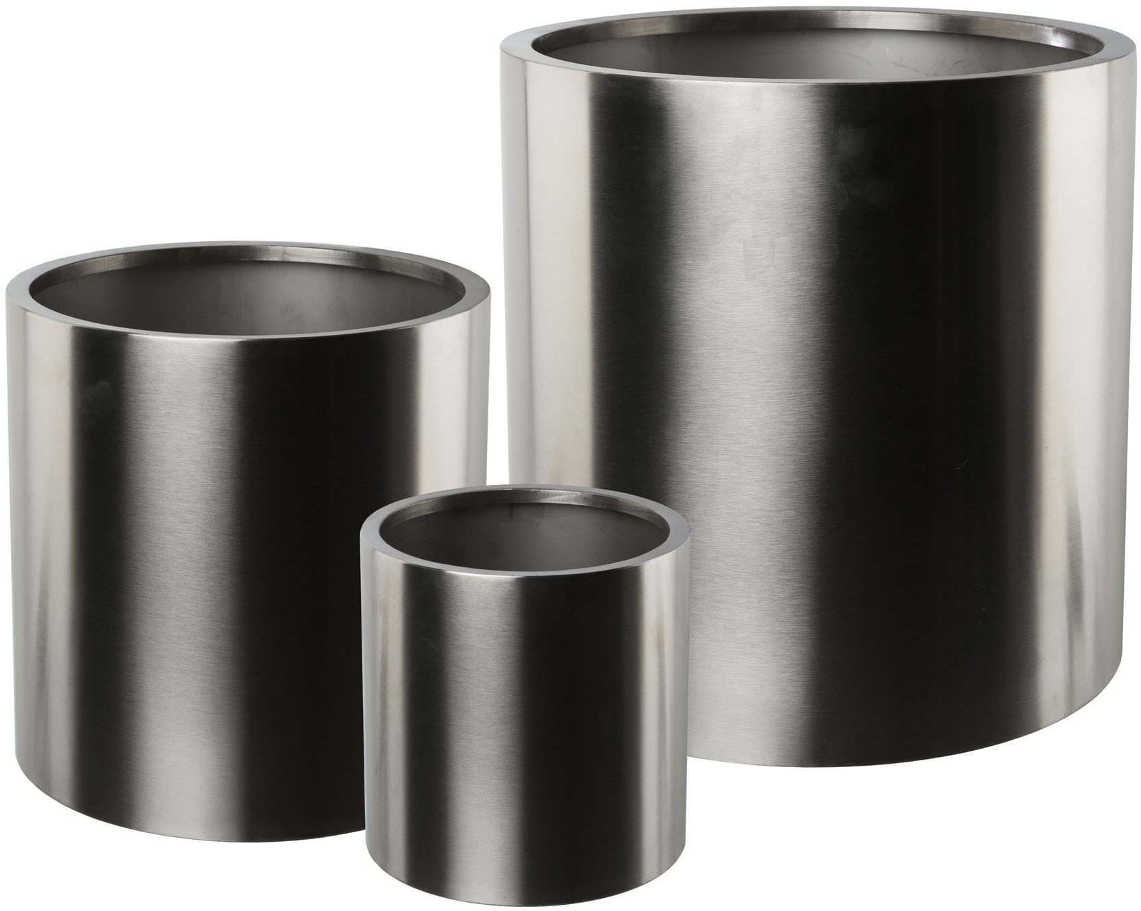 Übertopf CREATIV HOME "Übertopf", silber, H:40cm Ø:40cm, Edelstahl, Pflanzgefäße