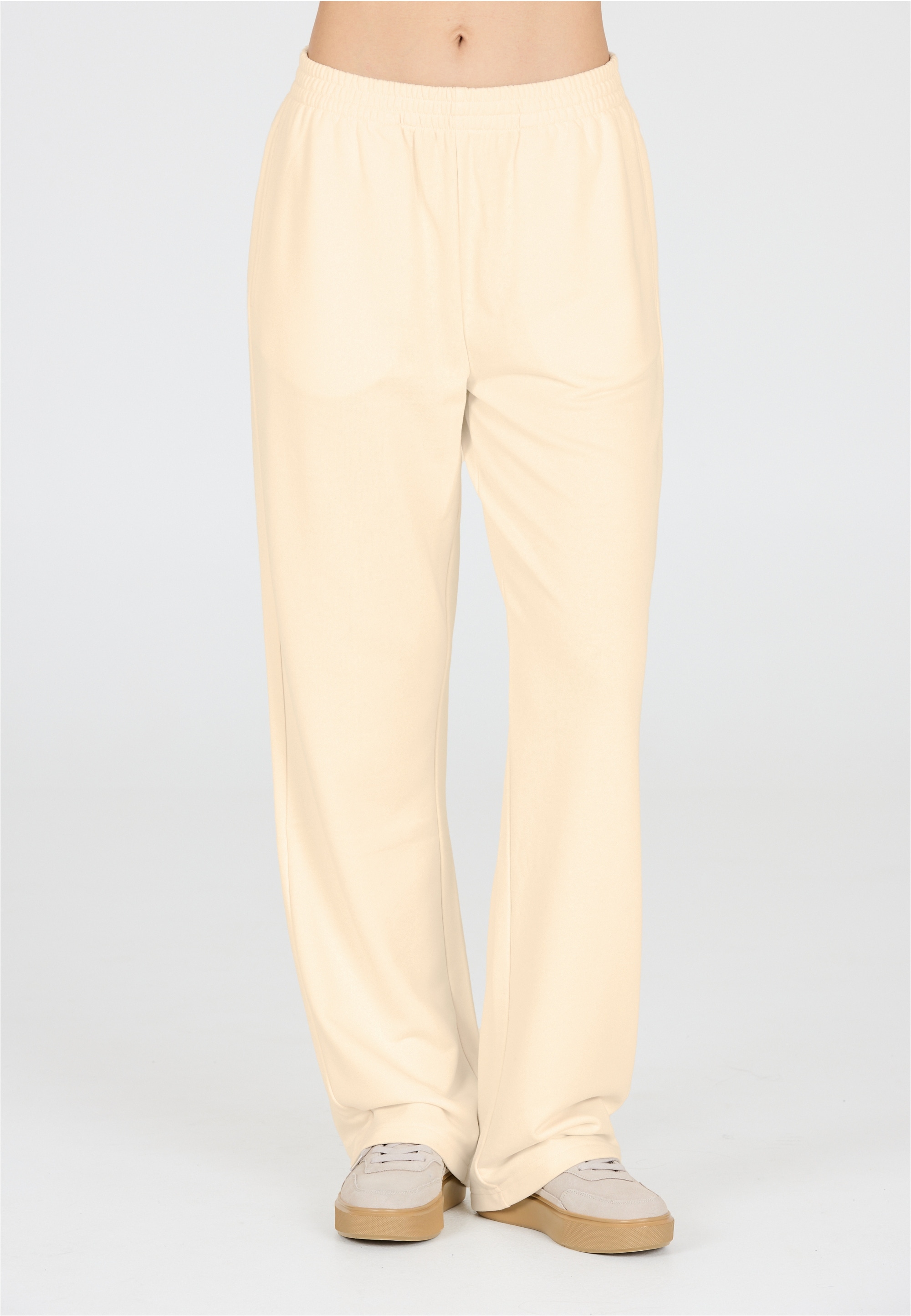 Sweathose ATHLECIA "Crecy", Damen, Gr. 42, EURO-Größen, weiß (sanftes weiß), 50% Baumwolle, 48% Polyester, 2% Elasthan, unifarben, lang, Hosen Sweathose, Mit atmungsaktivem Tragekomfort