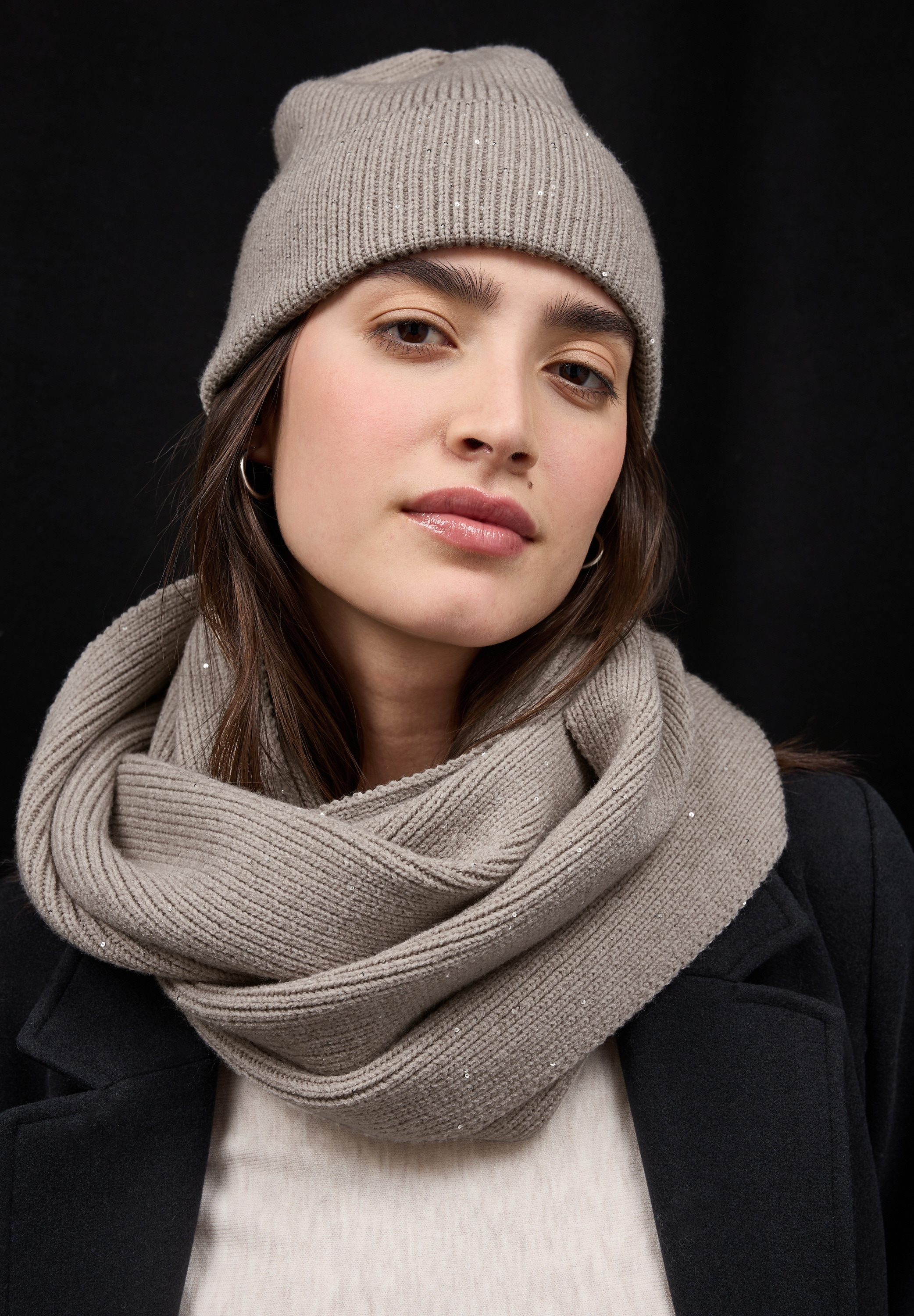 Loop STREET ONE, Damen, Gr. onesize, soft sand meliert, Stoff, 60% Polyester, 20% Polyamid, 20% Viskose, unifarben, Modetücher Loop, aus softem Materialmix