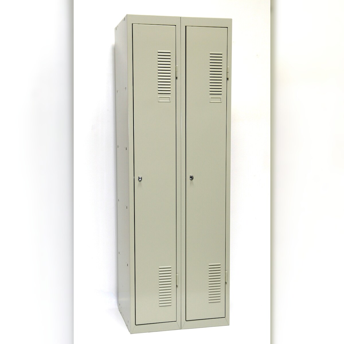 Szagato SPIND (Doppelspind 2 Abteil) 180x60 cm, 2 Böden, Zylinderschloss, lichtgrau (Schließfachspind, Garderobenschrank Umkleidespind, Garderobenspind) Image