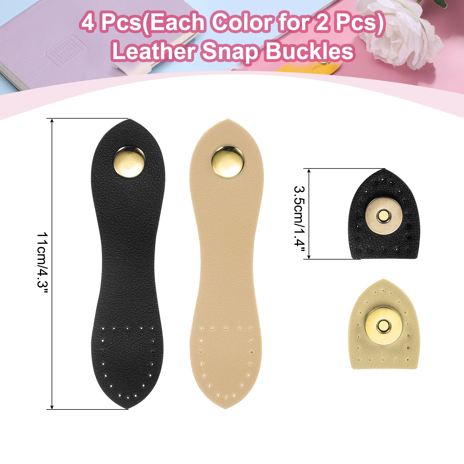 Leather Magnetic Snap Buckles, Sew on Toggle Closure Buckle, Snap Buttons Tab Buckle - 4.3
